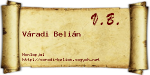 Váradi Belián névjegykártya
